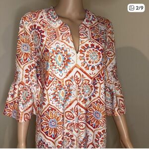 Jude Connally woman Printed Tunic Dress Size S Nylon Geometric Floral Boho